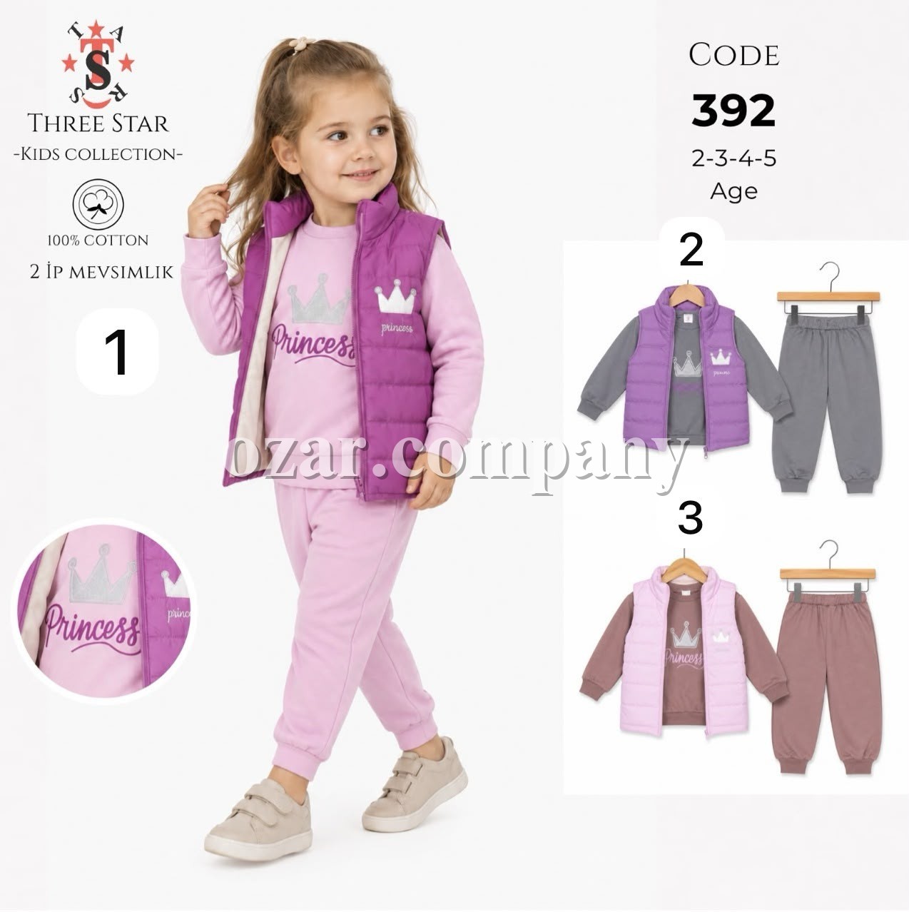 Костюм Тройка Двунитка Для Девочки Three Star (2-3-4-5лет)